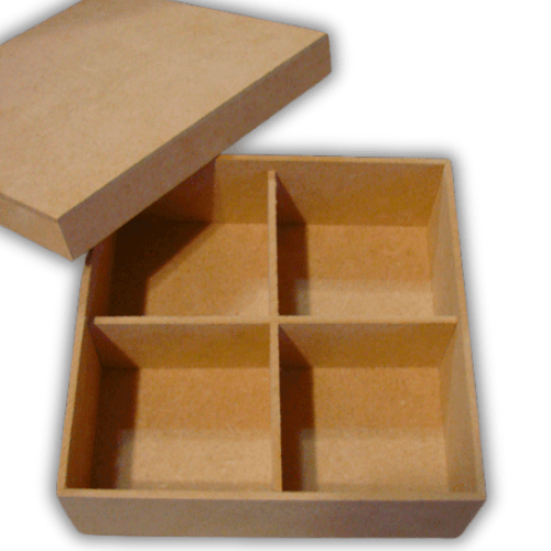 Caixa em MDF artesanato madeira crua cru Divisões 20x20x5
