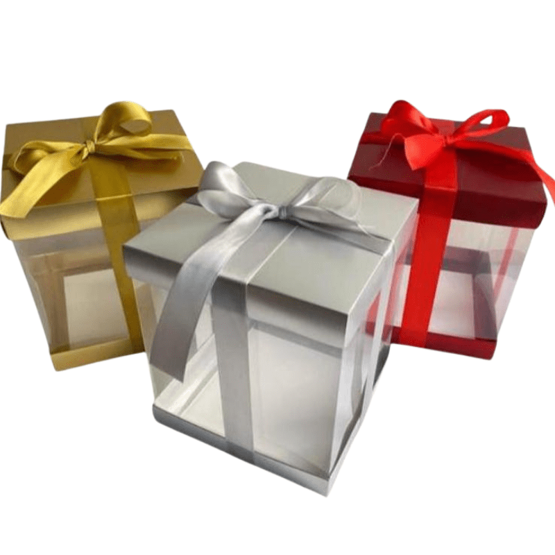 Caja de Acetato Cuadrada con Moño