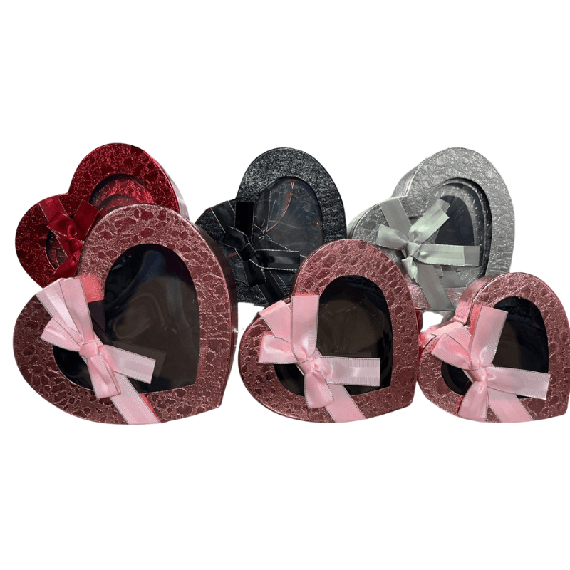 Caja Regalo Corazón x3 en Acetato con Moño Decorativo