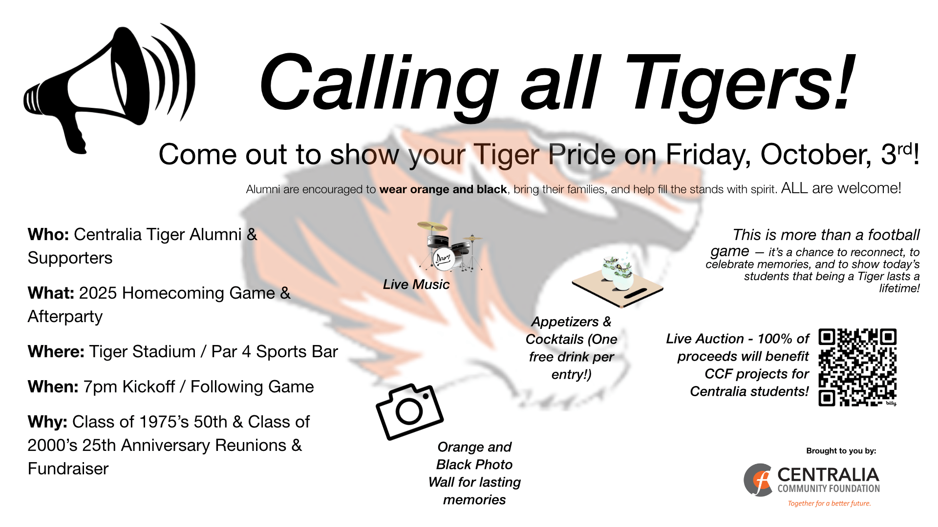 Announcement for the Centralia HS 2025 Homecoming game