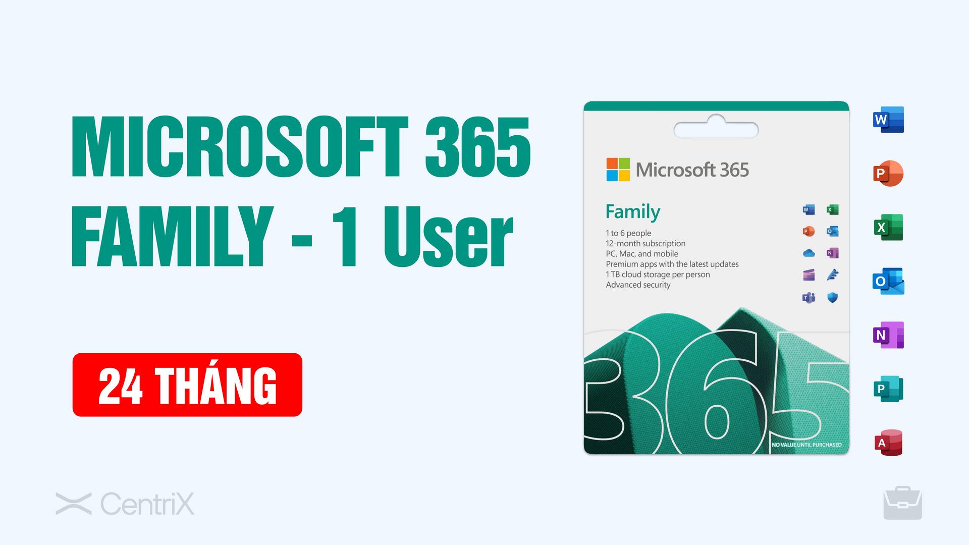 Phần mềm Microsoft 365 Family 24 tháng (1 User)
