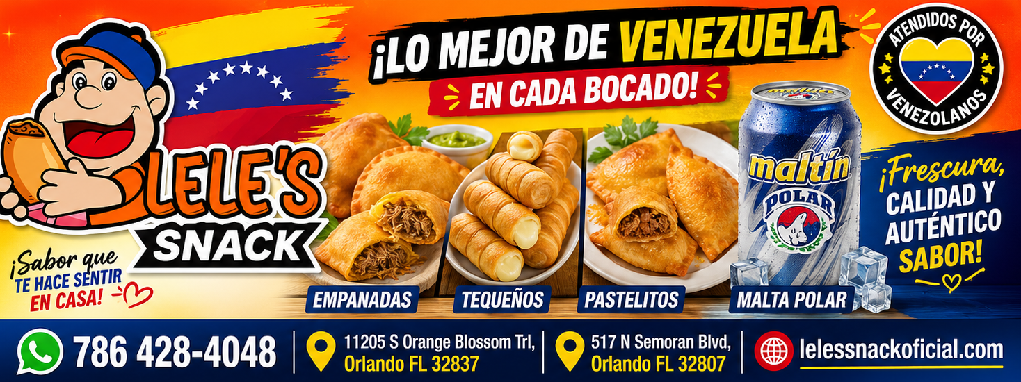 Venezuelan snacks advertisement with contact info