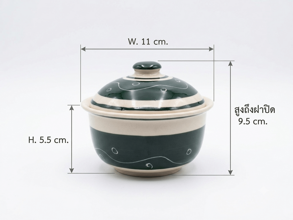 ถ้วยฝาปิดวนเขียว 4 นิ้ว