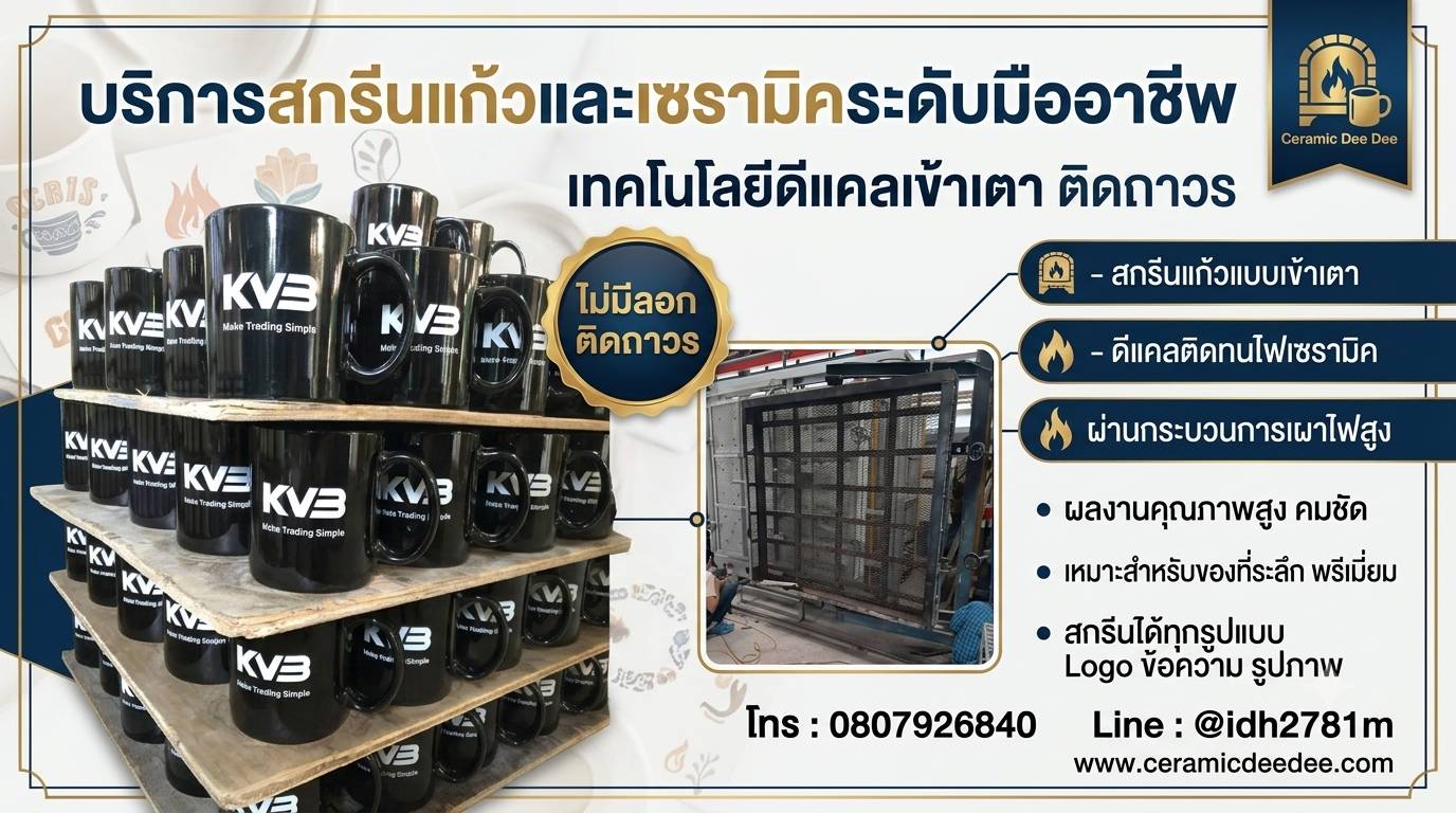 ติดโลโก้ พิมพ์ลาย แก้วมัคเซรามิค แบบมาตราฐาน