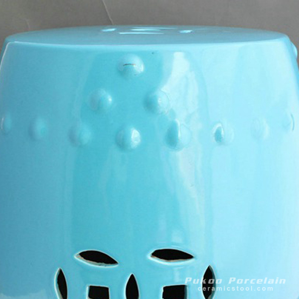 Ryir91_plain color glazed blue ceramic stool