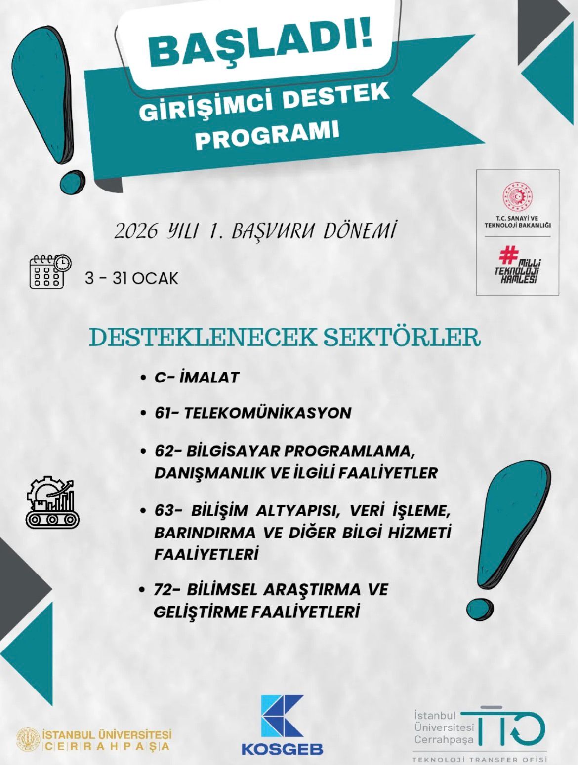 📢KOSGEB Girişimci Destek Programı 2026 Yılı 1.Dönem Başvuruları Açıldı !!!