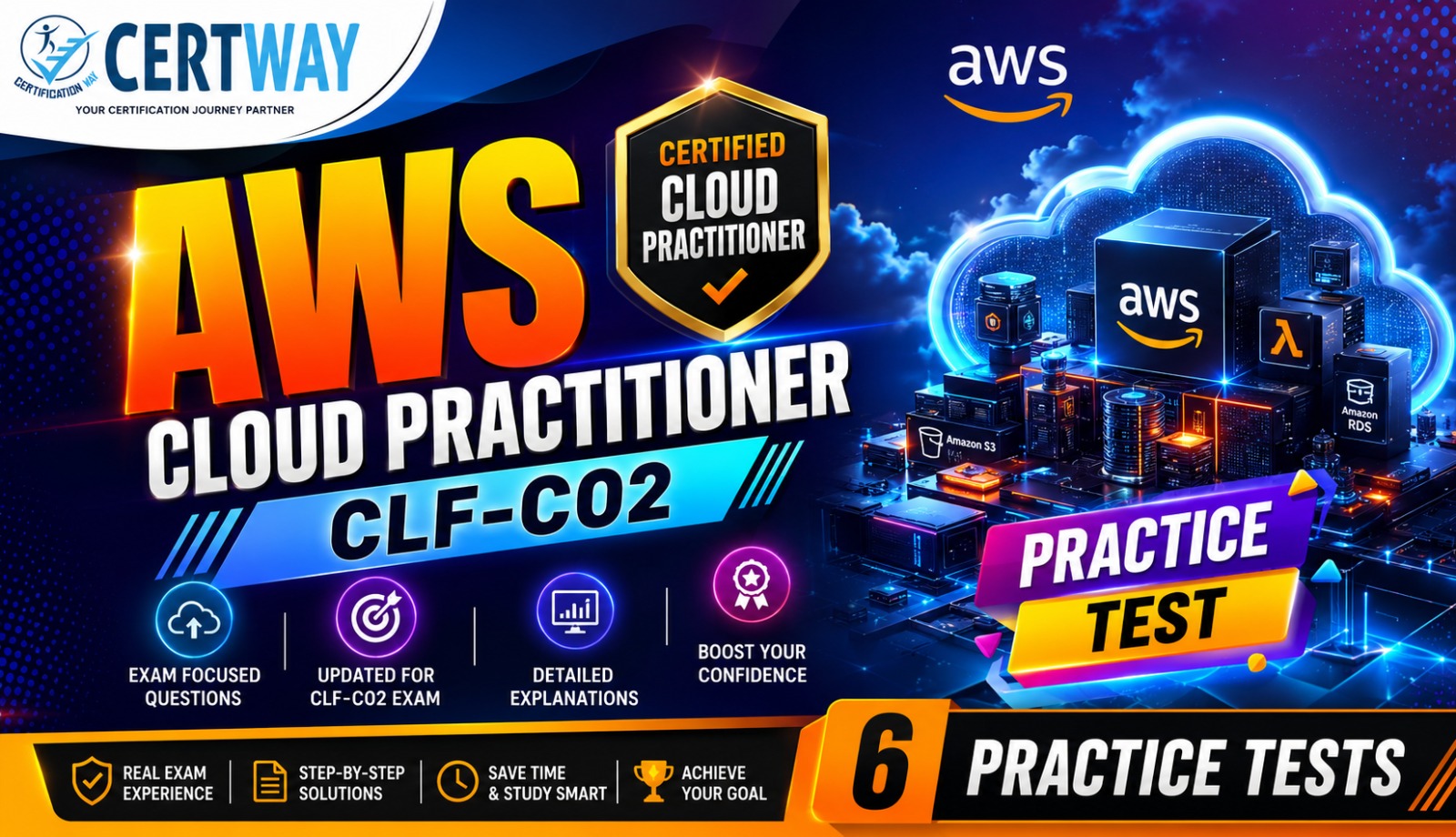 AMAZON – AWS Certified Cloud Practitioner (CLF-C02) – 6 Practical Exams