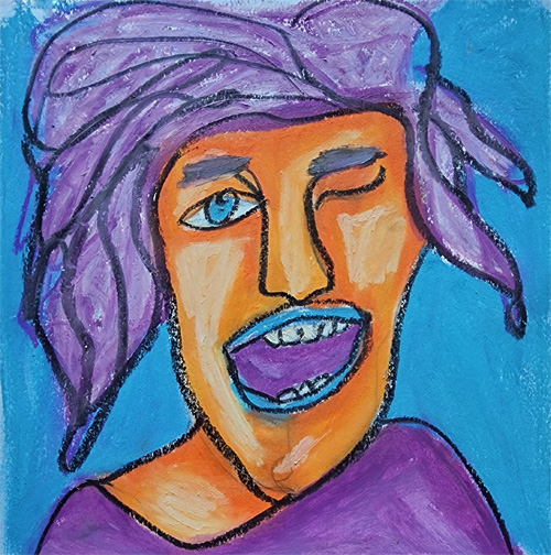 Happy Feelings | Oil Pastel Portrait - CES Art Evolution Lab