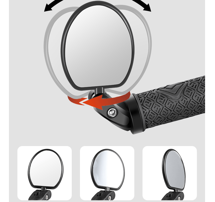 Full 360 degree rotation feature breakdown on bicycle convex rearview mirror