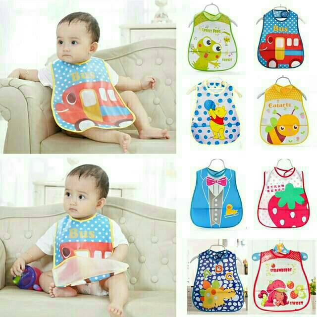 Slaber slabber bib bayi baby bibs celemek makan waterproof anti air bahan  Eva | Shopee Indonesia