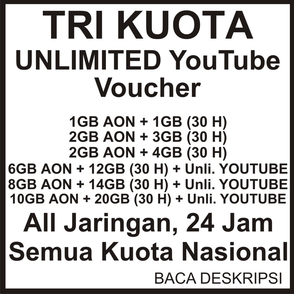 Three atau biasa disebut tuliskan tri saja adalah salah satu operator telepon seluler di indonesia. Data Tri Murah Unlimited Youtube Shopee Indonesia