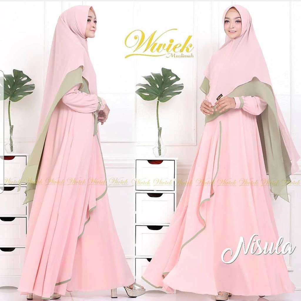 Nisula Syari Khimar Bvm Baju Muslim Gamis Syari Set Khimar Dress