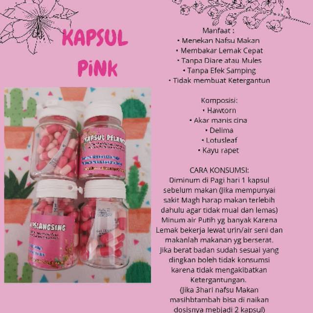Kapsul pink diet Herbal 100% ampuh menurunkan berat badan, tanpa efek  samping isi 30 kapsul | Shopee Indonesia