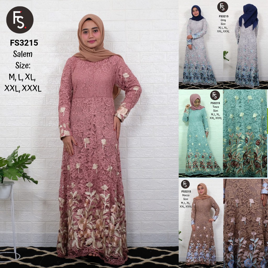 Gamis Pesta Jumbo Elegant Full Brokat Bordir Gamis Aldilla