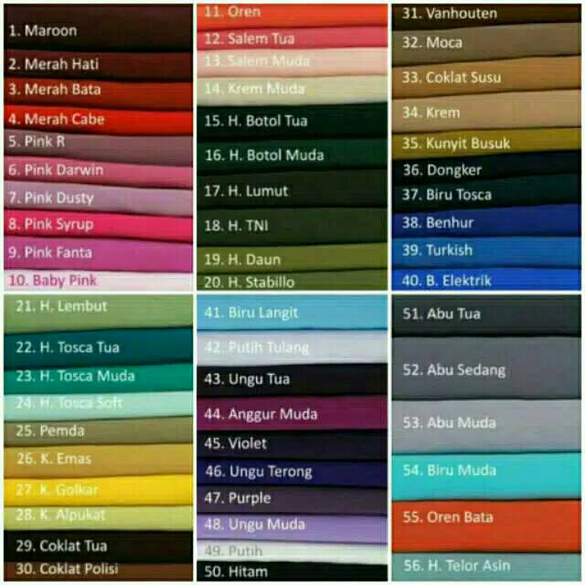 Pada kesempatan kali ini kita akan membahas tentang macam warna hijau. Kain Jersey Super Ready Semua Warna