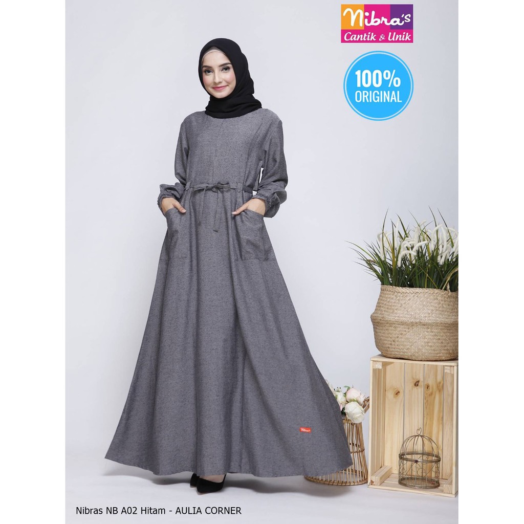 Baju Gamis Model Terbaru 2019 Gamis Nibras Nb A02 Hitam Original