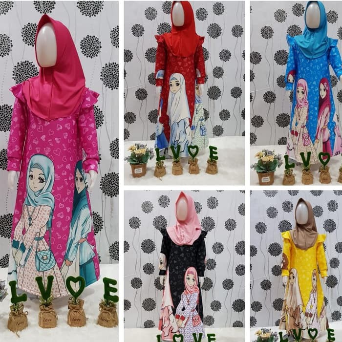 Model 2019 Gamis Anak 2 4 Tahun Scuba Printing Syari Anak Ukuran