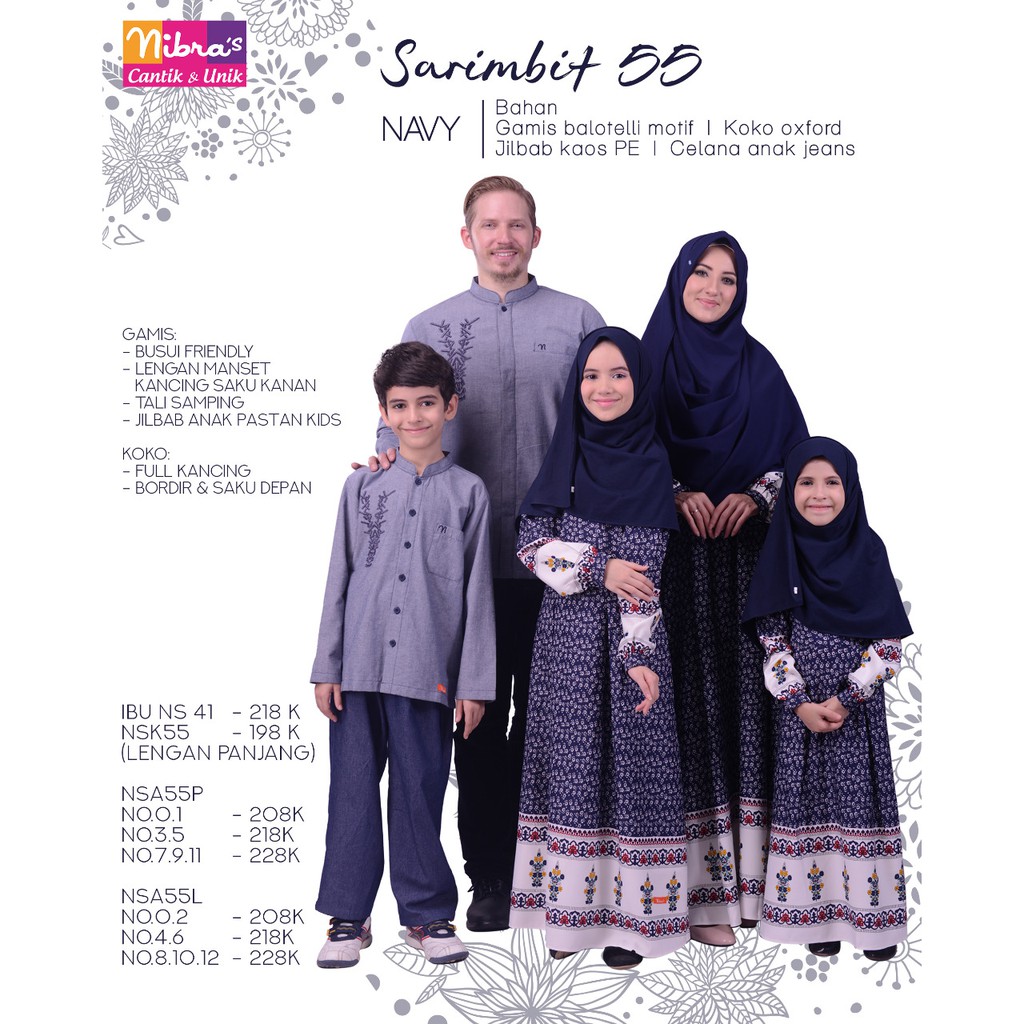 Promo Grosir Nibras Sarimbit 55 Navy Maron Koko Bapak Navy