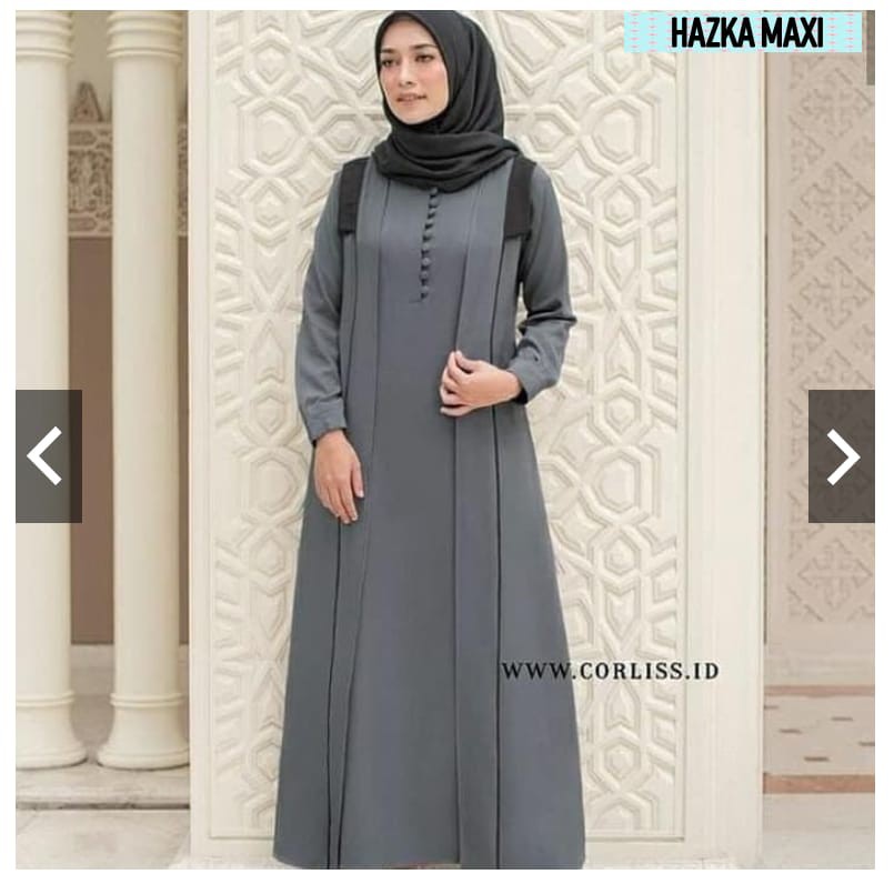 Hazka Maxi Dress Moscrape Baju Gamis Wanita Hijab Muslimah Murah