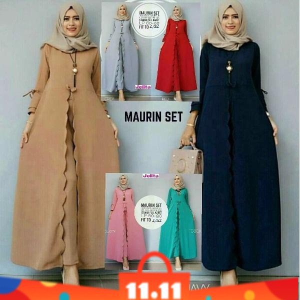 Dress Brukat Dress Wanita Mourin Dress Dress Lines Baju Wanita