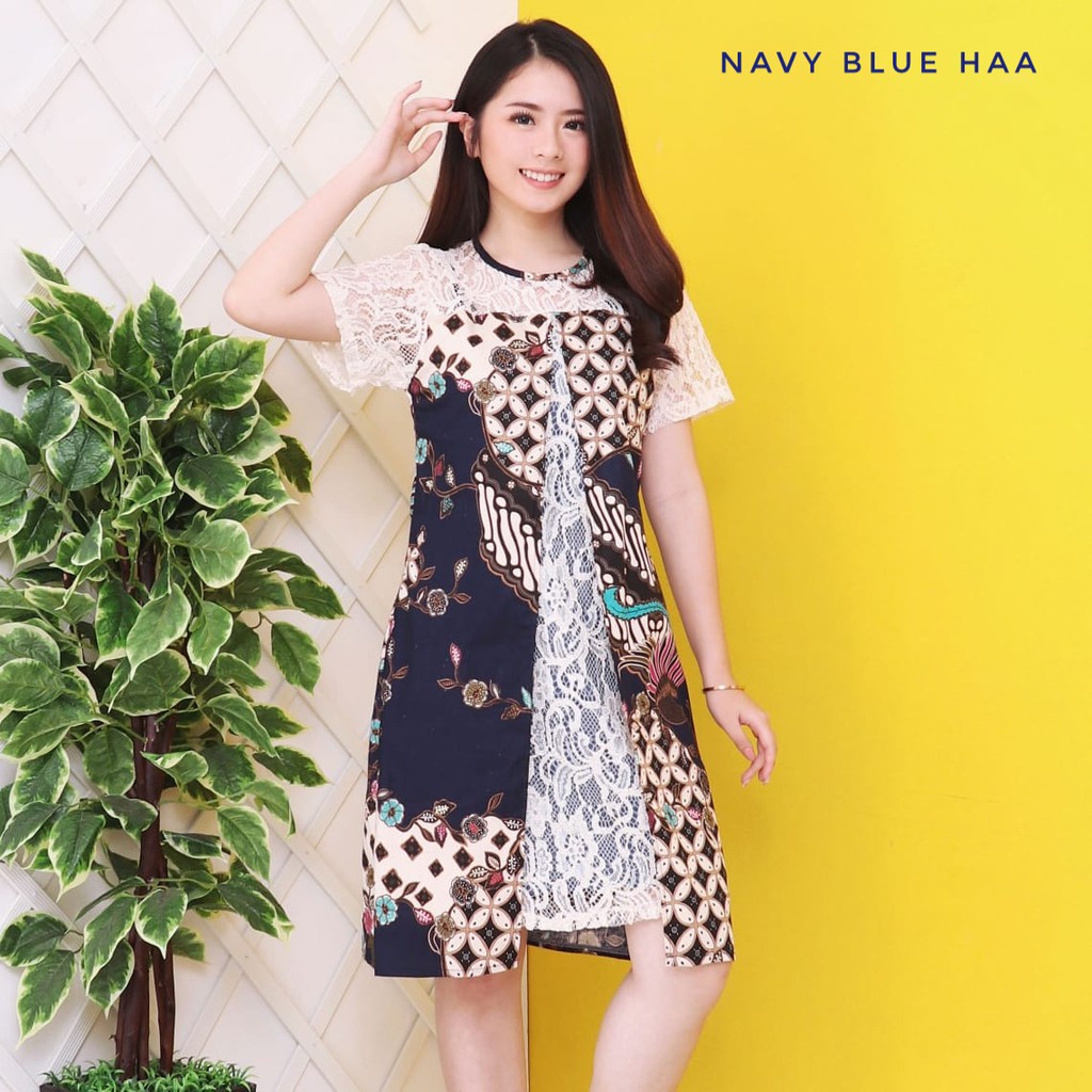 Dress Batik Modern Kombinasi Brokat Dress Batik Brokat Premium Dress Batik Premium Lace Shopee Indonesia