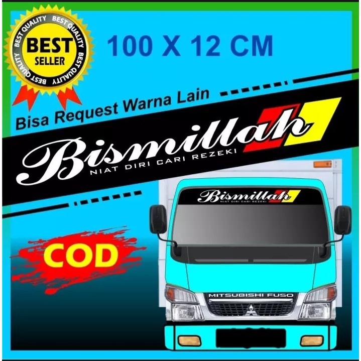 Jual stiker kaca depan truk tulisan bismillah cutting sticker variasi