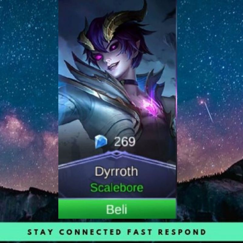 The game has become popular in southeast asia and was among the games chosen for the first medal event esports competition at the 2019 southeast asian games. Gift Skin Dyrroth Mobile Legends Murah Legal 100
