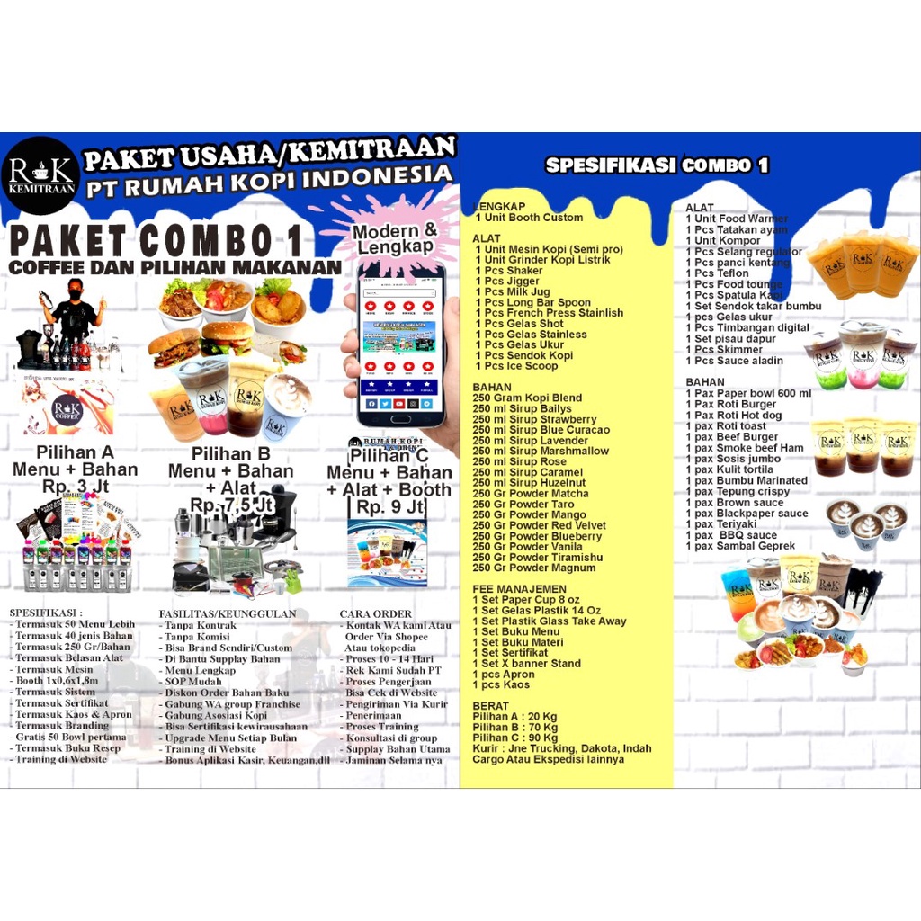 Untuk itu, perhatikan sop yang diterapkan setiap perusahaan agar . Paket Usaha Franchise Kemitraan Combo 1 Minuman Coffee Dan Makanan Snack Rumah Kopi Shopee Indonesia