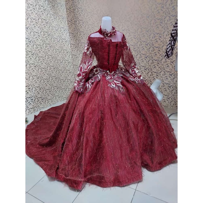 Baju Pengantin Warna Merah Maroon / Jual Gaun Pengantin Warna Merah Maroon Indonesia Shopee Indonesia