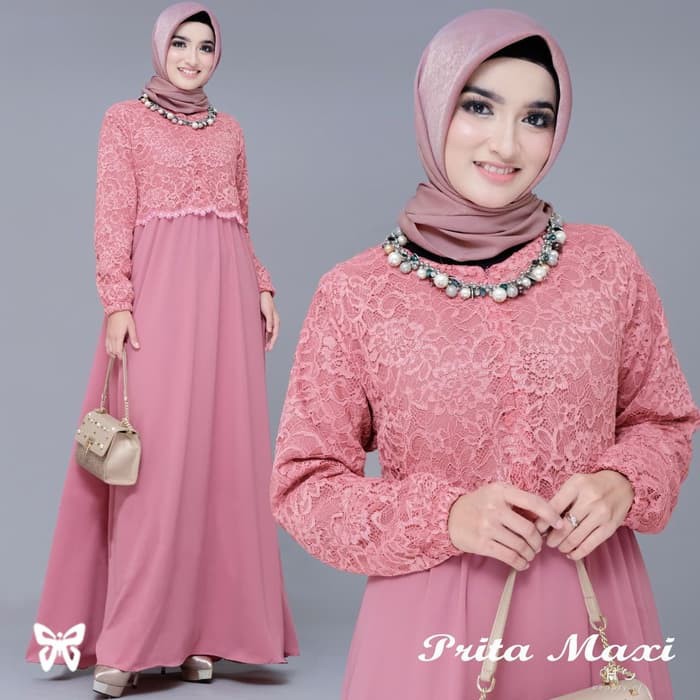 Gamis Lebaran Terbaru 2020 Gamis Pesta Modern Mewah Gamis Prita
