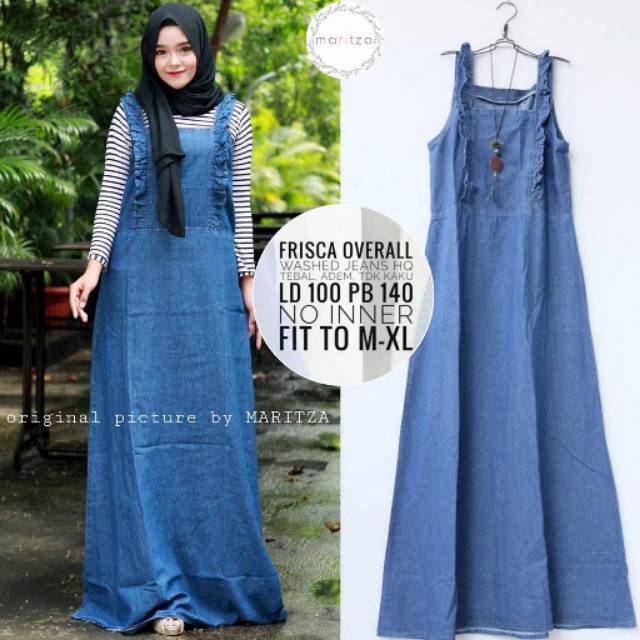 Fashion Wanita Muslim Frisca Overal Jeans No Inner Shopee Indonesia
