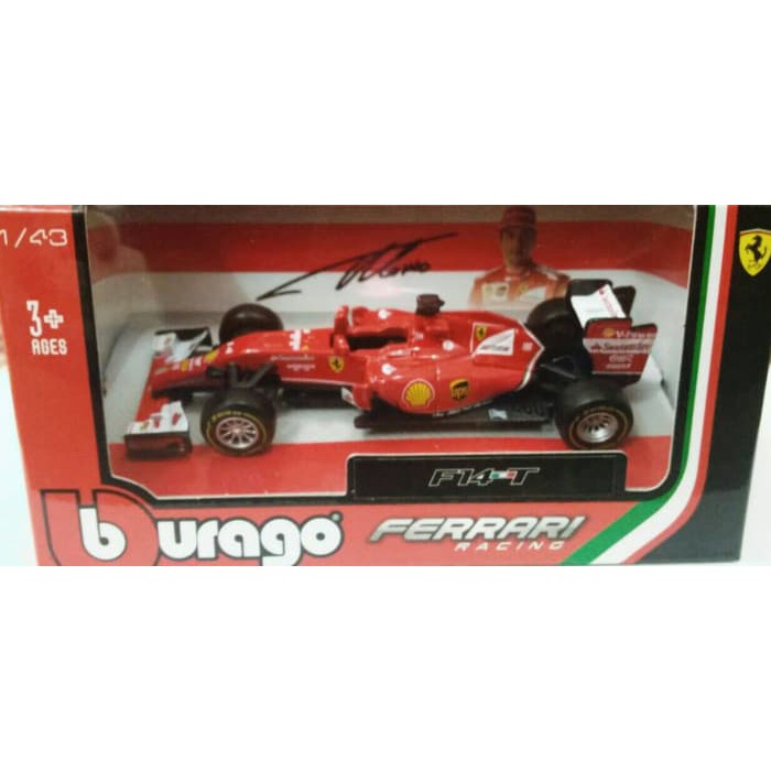 Diecast Miniatur Diecast Ferrari Racing F1 F14 T Fernando Alonso No 14 Burago