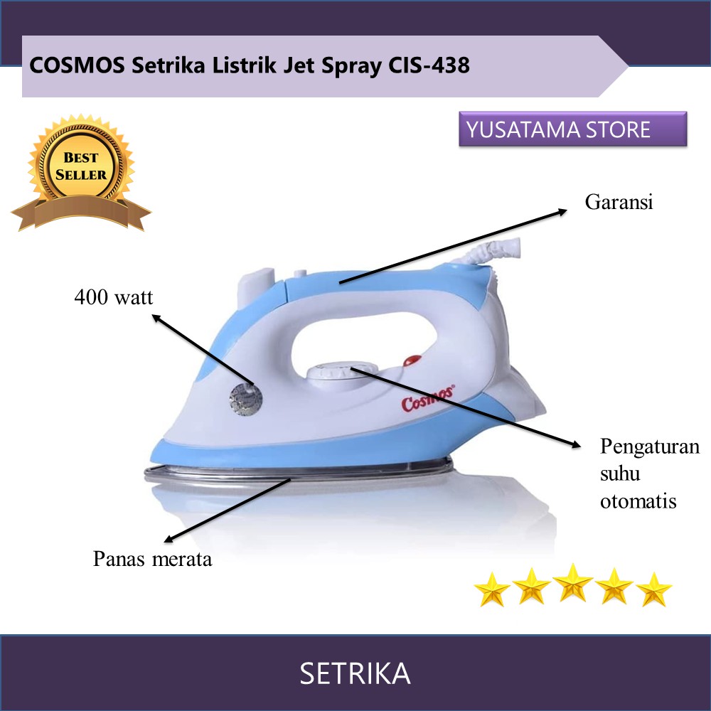 Bahan yang bersifat konduktor baik untuk membuat setrika, karena dapat mengahantarkan panas, dan bahan isolator untuk pegangannya agar tidak . Jual Setrika Listrik Seterika Gosokan Baju Dry Ion Jet Spray Perlengkapan Rumah Cosmos Cis 438 Indonesia Shopee Indonesia