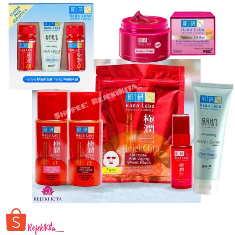 Jual Hada Labo Gokujyun Alpha Lotion / Milk / Essence Anti Aging Alfa /  perfect 3D Gel / starter pack / sheet mask hadalabo alpha Indonesia|Shopee  Indonesia