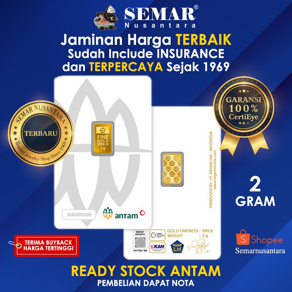 Ar rahnu, islamic pawn broking (tawarruq). Cuci Gudang Semar Nusantara Logam Mulia Antam Certieye 2 Gram Shopee Indonesia