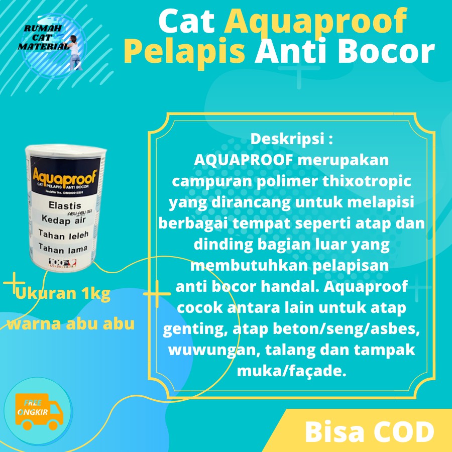 Pelapis dinding anti air diperlukan agar air tidak merembes dan membuat noda di dinding. Cat Tembok Aquaproof 1 Kg Pelapis Anti Bocor Eksterior Waterproofing Elastis Pulau Jawa Shopee Indonesia