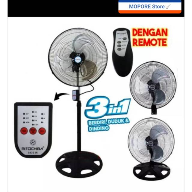 Kipas Angin BESI Remote MITOCHIBA 3in1 MT-1822JR(Pakai Remote)Kwalitas  Terbaik motor 100% tembaga | Shopee Indonesia