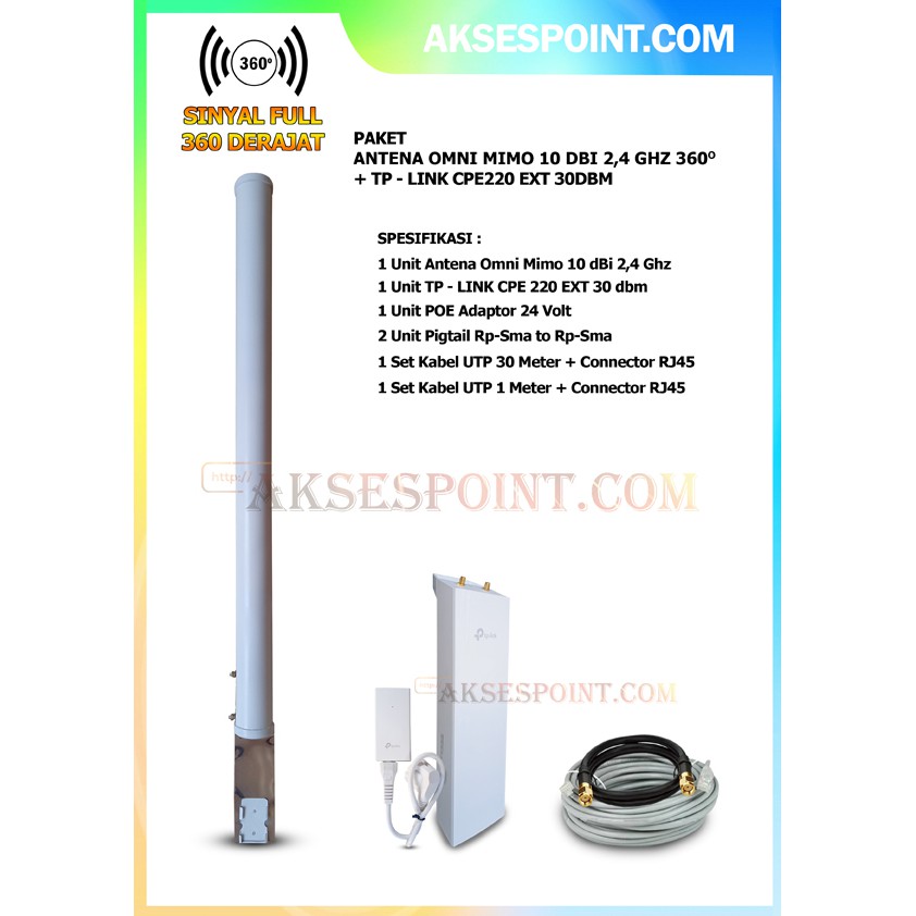 Berikut ini adalah kategori umum dari antenna rf : Jual Paket Antena Outdoor Omni Mimo 10 Dbi 2 4 Ghz 360 Derajat Tp Link Cpe220 Ext 30 Dbm 300 Mbps Indonesia Shopee Indonesia