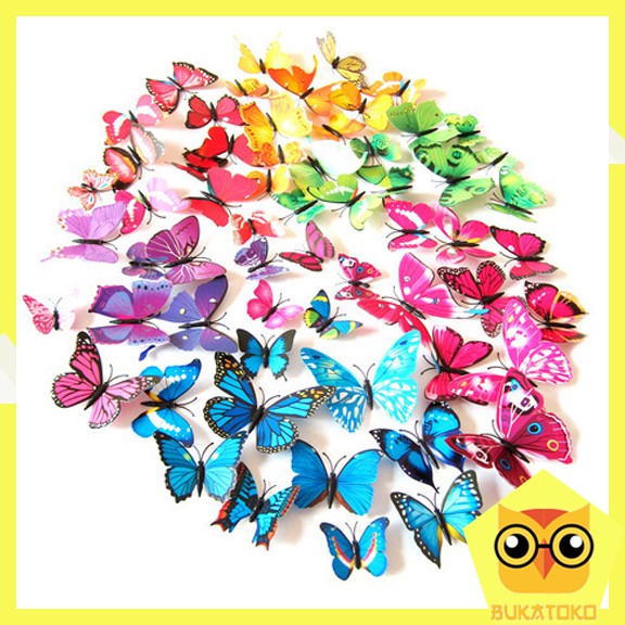 Please understand that our pho. Bukatoko Stiker Dinding 3d Motif Kupu Kupu Dekorasi Dinding 3d Wall Sticker Butterfly Pvc Shopee Indonesia