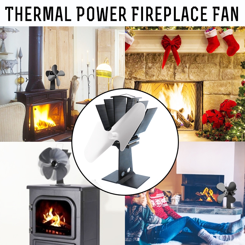 Free Ship Fireplace Wood Burner With 4 Blade Fan Hot Black Eco Ultra Quiet Blower Without Battery Or Power With Temperature Display Wood Burner Wood Burners