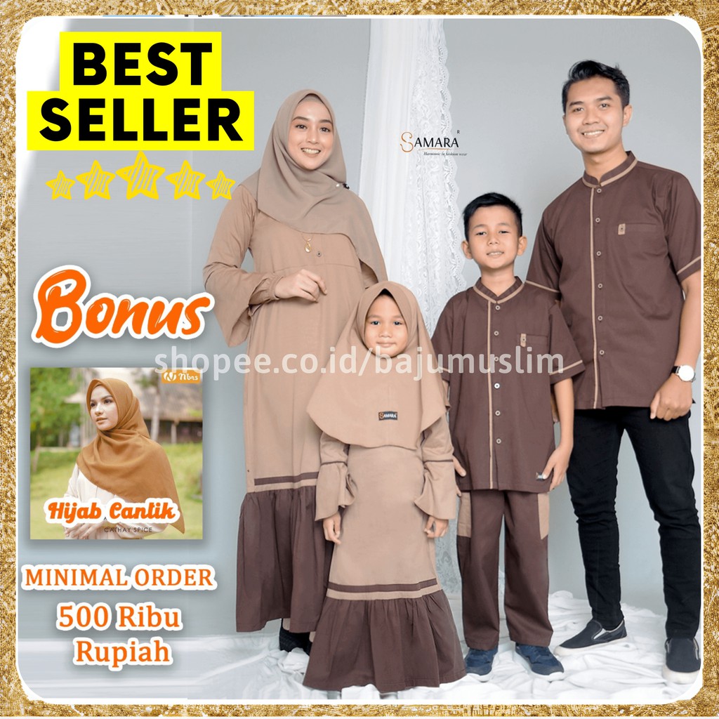 Jual Baju Gamis Sarimbit Couple Pasangan Keluarga Muslim Lebaran Kondangan  Terbaru 2021 SAMARA G05 Indonesia|Shopee Indonesia