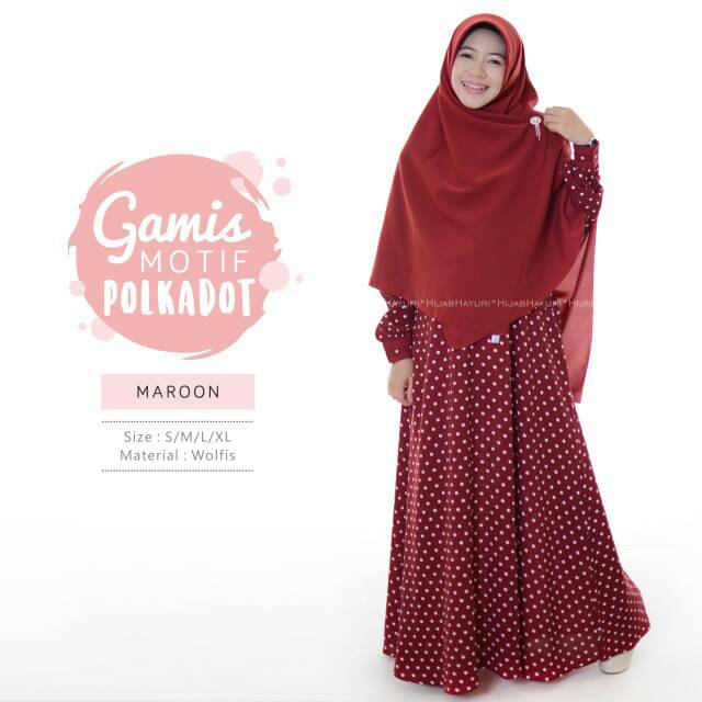 Simple Manis Anggun Gamis Polkadot Hayuri Shopee Indonesia