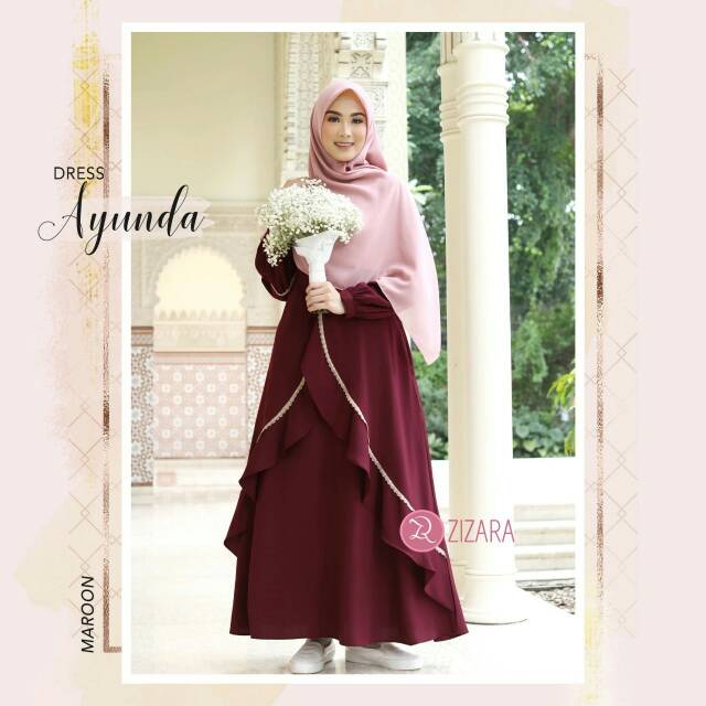 Dress Ayunda Maron Gamis Zizara Terbaru Ayunda Gamis Zizara