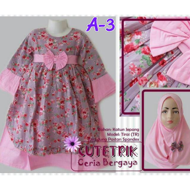 Terlaris 3 7 Tahun Cutetrik Gamis Anak Katun Jepang Motif Bunga