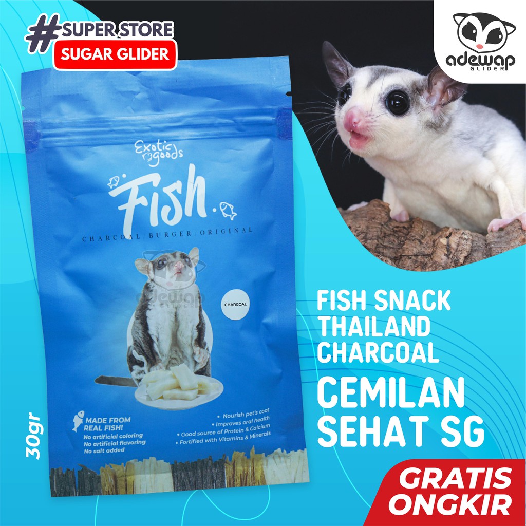 charcoal fish snack camilan makanan favorit sugar glider menjaga kesehatan gigi terbaru shopee indonesia on the pet glider discount code