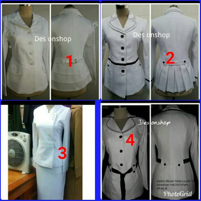 Baju Blazer Pemda Putih Perawat Dinas Guru Pdh Wanita Merk Chandra
