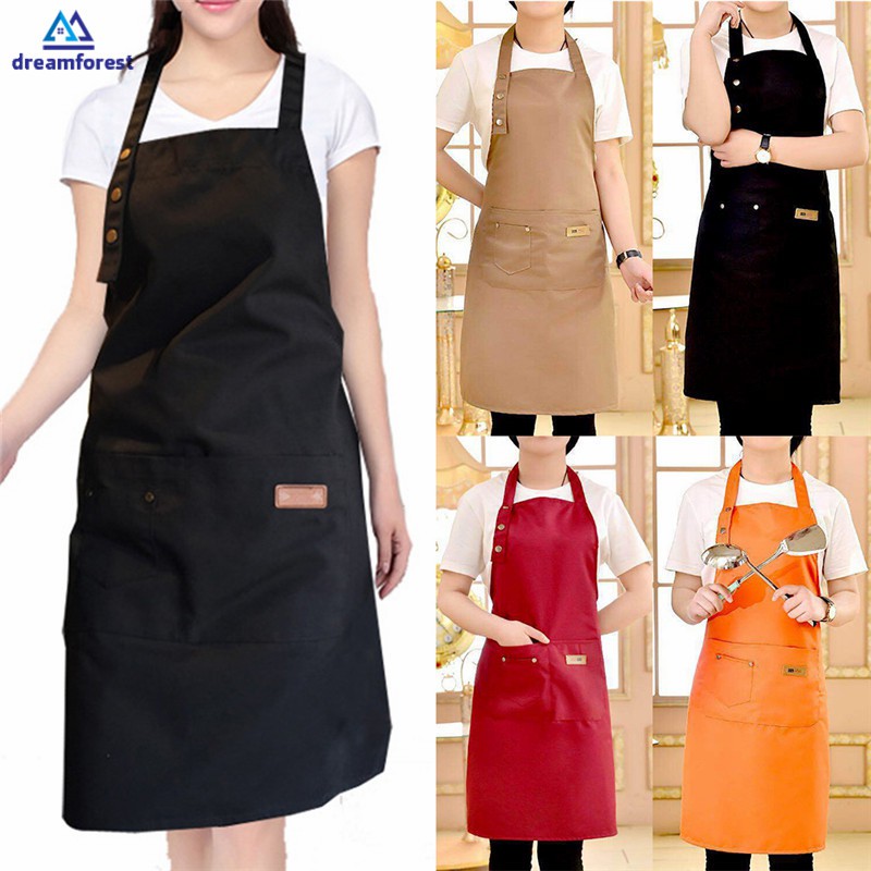 Df Fashion Canvas Waterproof Apron Coffee Shop Barber Working Bib