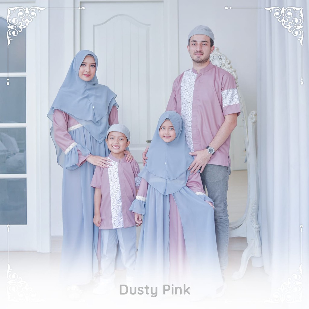 Jual Sarimbit Keluarga Gamis &amp; Koko warna Dusty Pink (Hanan &amp; Haneen Family  Set by Aahva) Indonesia|Shopee Indonesia