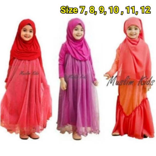 Pinkycat Bisa Cod 7 12 Tahun Baju Gamis Anak Perempuan Muslim