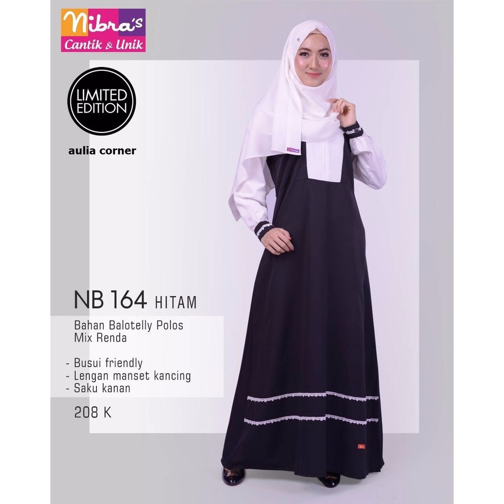 Terbaru Murah Model Baju Gamis Modern Nibras Nb 164 Hitam Original
